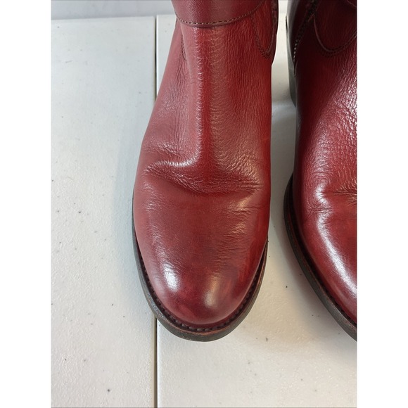 Frye Ankle Boots 9.5 Red Jackie Rivet Leather Boho Rustic Country Western - Picture 6 of 11